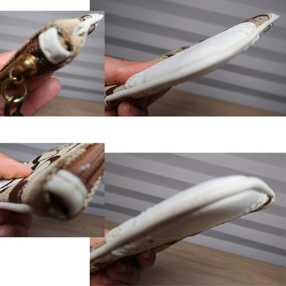 Coach Wristlet Tan Signature C with WhiteLeather Trim & Strap Americana Summer - Picture 5 of 8